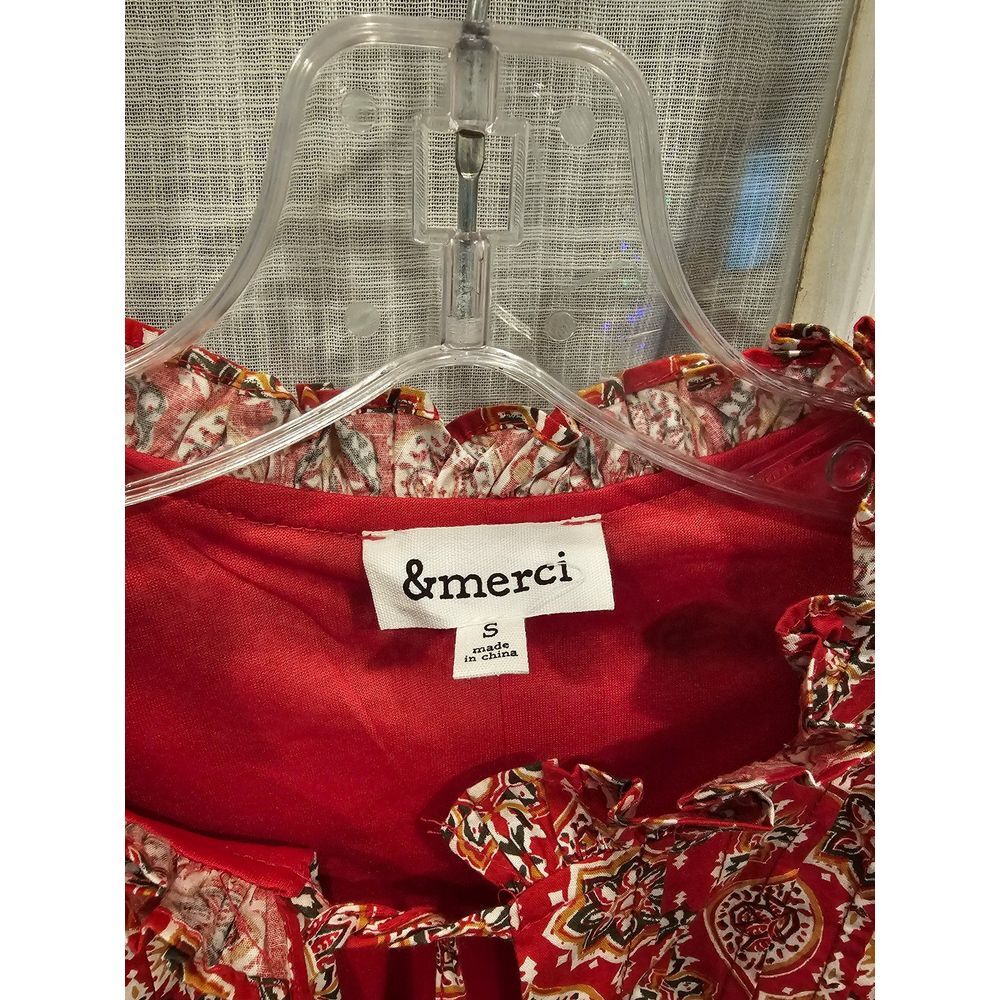 &Merci‎ Red Patterned Longsleeve Dress Women's Size Small - Picture 4 of 5